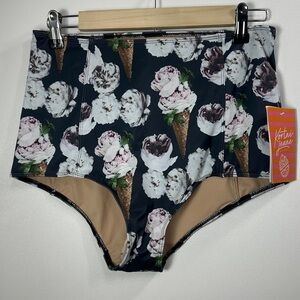 Kortni Jeane floral print swim bottoms size large. NWT.